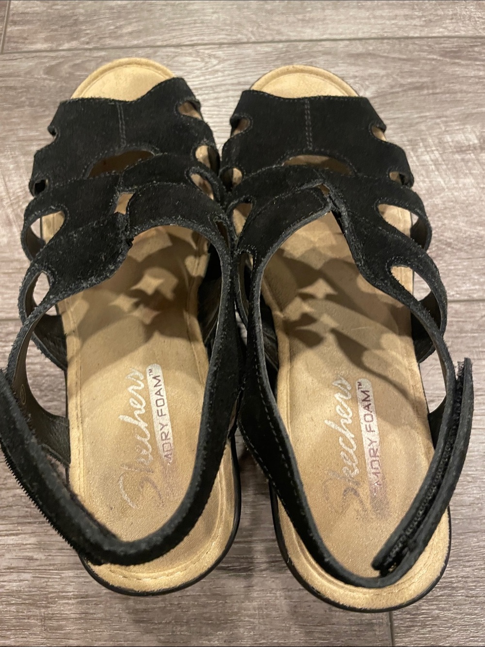 Sketchers Parallel Stylin Wedge Sandal Black Sz 7 - Picture 7 of 7